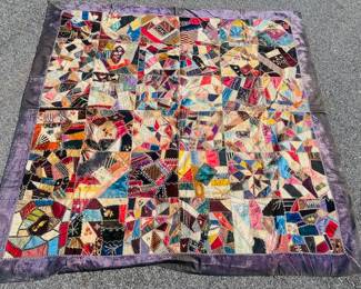 Crazy Quilt Hand Appliqued Dated 1888