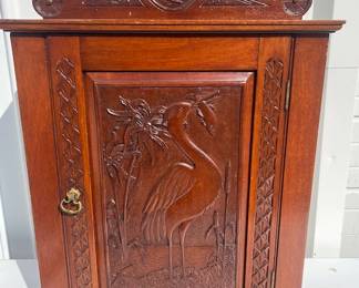 Superb Victorian Carved Hanging Walnut Cabinet
