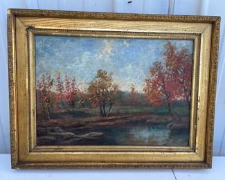 Superb Oil on Masonite Fall Landscape Signed G D 'Andre.