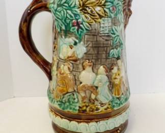 Early 1900’s French Majolica Pitcher Jug By Frie Onnaing, France