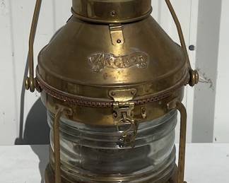 Large Brass "ANCHOR SHIP'S MAST LIGHT" Kerosene - never electrified.