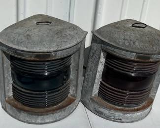 Pair of Perko Ship's Running Lights Port and Starboard. Red and green lenses.