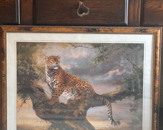 Italian Ceramic tiger $20.00; Panther print framed $20.00