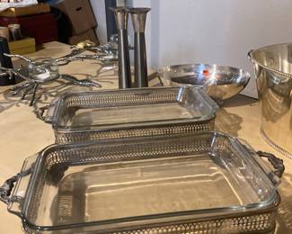 Sterling Silver baking dish and servers $25.00 each. 12”x7"
