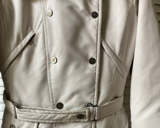 Max Mara Weekend ski parka. Double breasted metal snap signature buttons, self belt, detachable fur collar $200.00 size 4-6