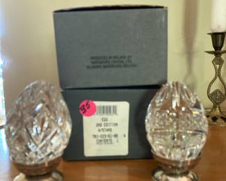 Waterford Crystal Eggs with sterling silver stands $35.00 each