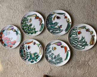 Fornasetti original and signed from Milano 1955. “Vegetali” series of faces . Sold as set $1,500.00