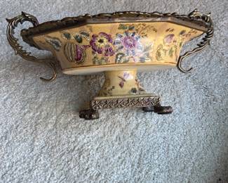 Ceramic and Brass Serving Bowl $35.
