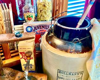 HOLLMANN'S LONG CUT KRAUT CROCK, COFFEE GRINDER,  AND MORE.
