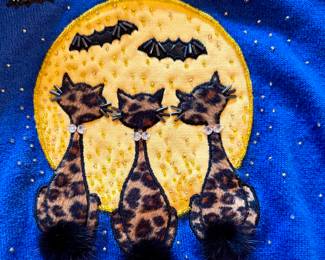 LARGE COLLECTION OF "UGLY" HALLOWEEN SWEATERS BY TIARA AND OTHERS.