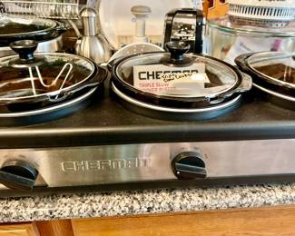 LOTS OF APPLIANCES, CHEFMAN TRIPLE SLOW COOKER & BUFFET SERVER.