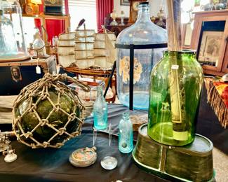 JAPANESE LARGE GLASS BUOY FOUND OFF COAST OF ANCHORAGE, AK.  OLD SODA WATER BOTTLES, C1880S.