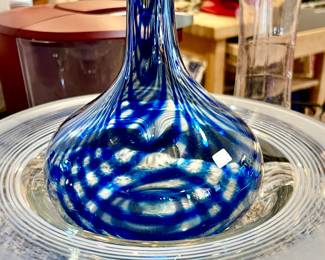 LOTS OF COBALT AND MILK GLASS.