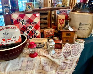 FROM CROCKS TO VINTAGE MINIATURES NEW OLD STOCK IN BOX!  VINTAGE CANDY JARS.