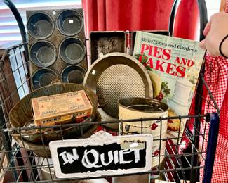 OLD CAKE AND MUFFIN TINS, BETTER HOMES AND GARDENS COOK BOOKS.