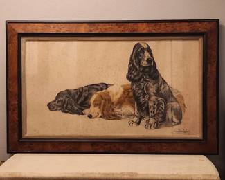 Cockers Resting By Leon Danchin - Signed Original Etching