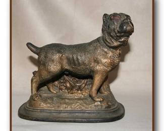 Rare Victorian Terracotta Bullmastiff Tobacco Humidor