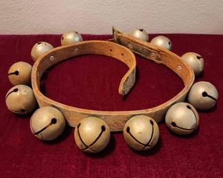 Antique Horse, Sleigh Bells - 12 Bells On Leather Belt