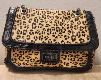 Chico's Leopard Print Purse With Chain Straps