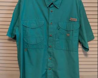 Columbia PFG Men's Short Sleeve Medium Turquoise Shirt