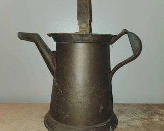 Antique Primitive Metal Water Can With Lid
