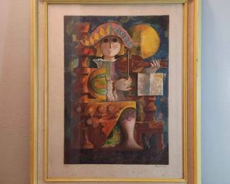 Harlequin A La Guitar By Pla Domènech - Signed Print 120 Of 300