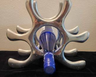 Vintage Michael Knoll Cast Aluminum 6 Bottle Wine Rack