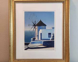 Quiet Mill By Igor Medvedev - Signed & Number Serigraph 102/350 - Santorini