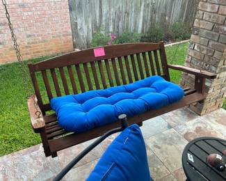 Cedar porch swing with cushion