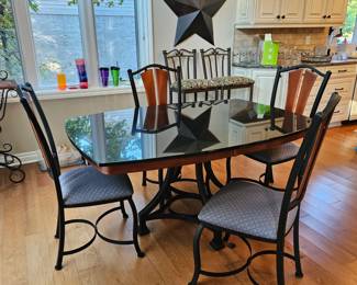 $280  Saloom black stone table & chairs