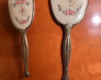 Vintage vanity mirror and brush set 