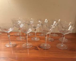 Etched champaign glasses