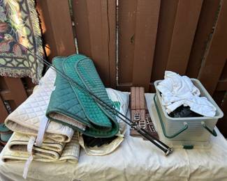 Horse blankets, whips and other accessories