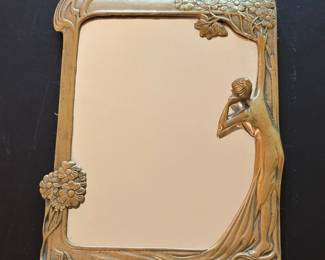 Art Nouveau brass mirror