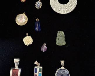 Costume and sterling silver pendants 