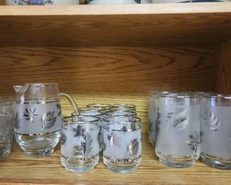 Libbey Silverleaf glasses and pitcher