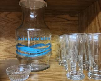 More vintage Libbey glasses, vintage glass Culligan water pitcher