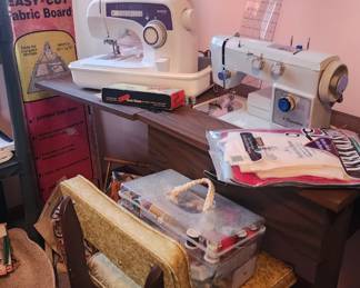 Brother sewing machine, Sears sewing machine with cabinet, sewing chair