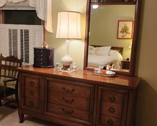Asymmetrical Mid-century dresser with mirror
