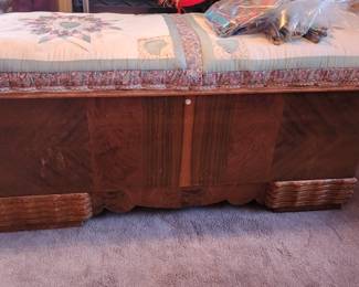 1940's Waterfall style cedar chest with quilted top
