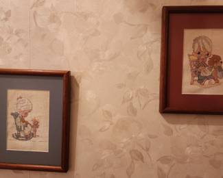Needlepoint Precious Moments framed pictures 