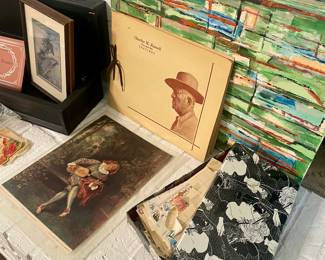 Charles M. Russell and box of stamps