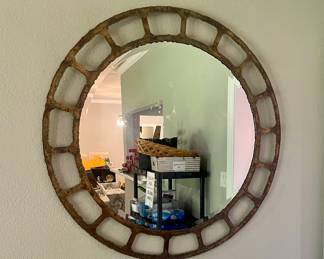 Large Metal Brutalist mirror