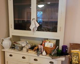 Hutch with glass front doors. Two pieces