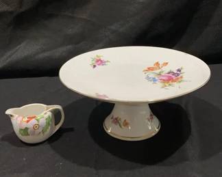 Graf Von Henneberg Cake Plate Hand Painted Pitcher 