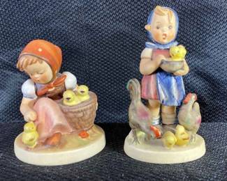 Vintage Hummel Figurines Little Chicken Mother And  Feeding Time