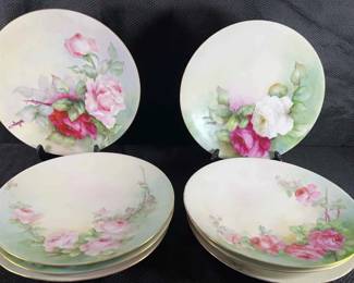 Set Of 8 J.P. L. France Floral Plates