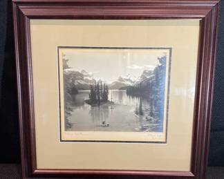 G.Morris Taylor, Maligne Lake Narrows Jasper Park Print Not authenticated.