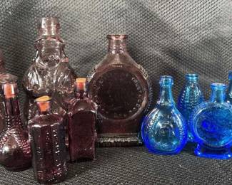 Decorative Purple And Blue Glass Bottles