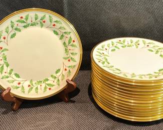 Lenox Dimension Collection, Holiday With Gold Trim, 16Lunch Plates